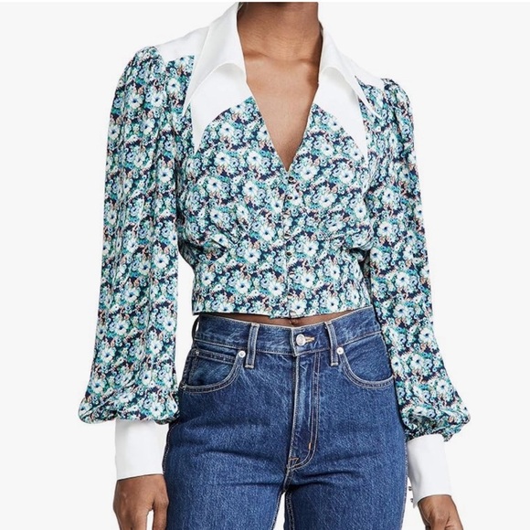 Endless Rose Floral Woven Blouse – Navy Multi | Size Small - Picture 5 of 10